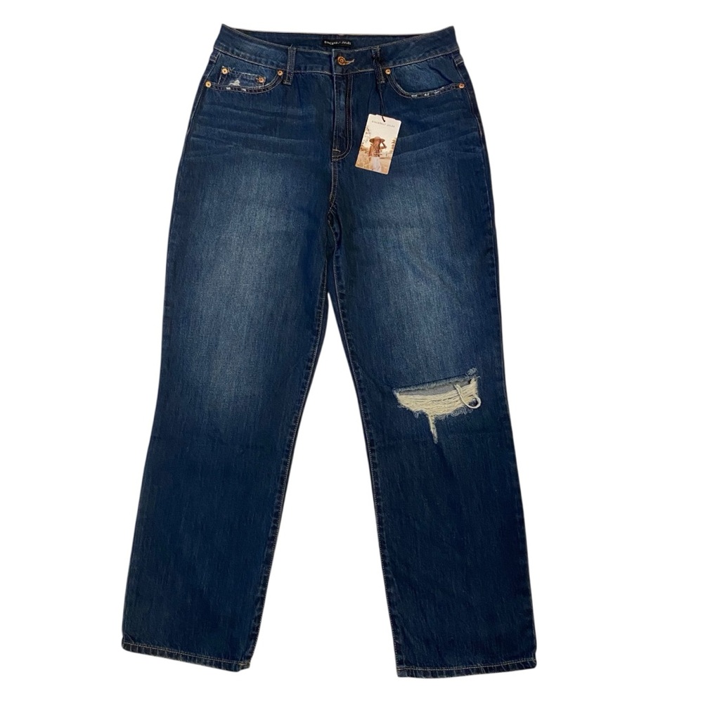 SINCERELY JULES Distressed Straight Leg Jeans Dark Wash Blue NWT Size 11/30
